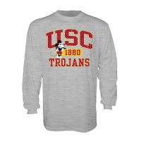 USC Trojans Men's Disney Gray Spark Gap Mickey Basic Long Sleeve T-Shirt